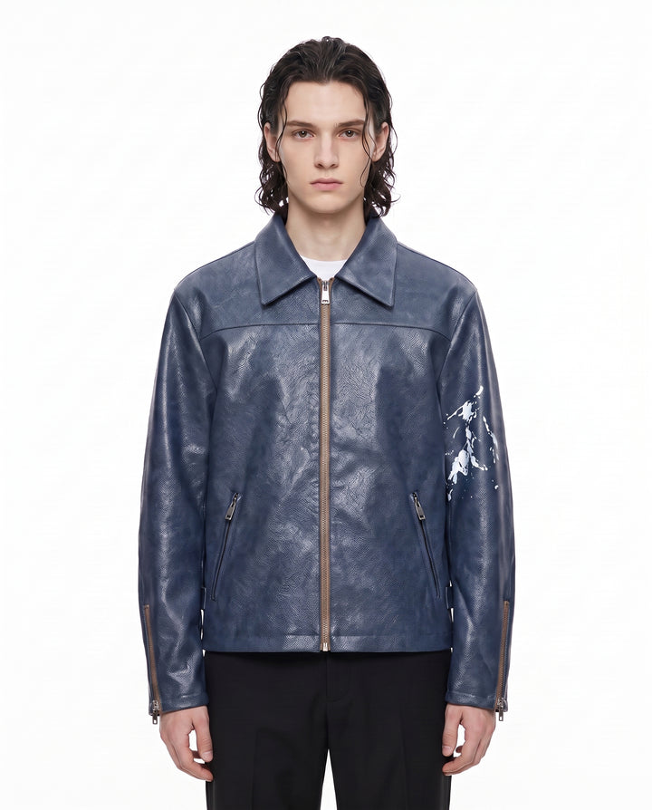 Blue Leather Jacket na2952