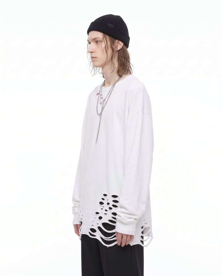 Distressed Longsleeve Shirt na3156 - white side