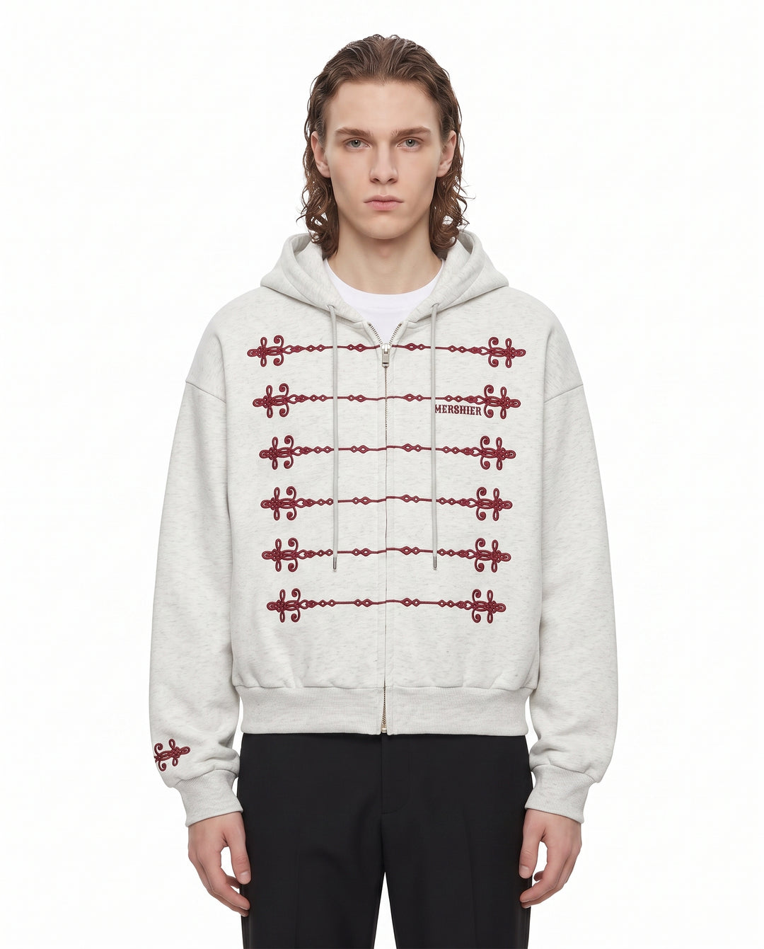 Embroidered Military Zip Hoodie na3084