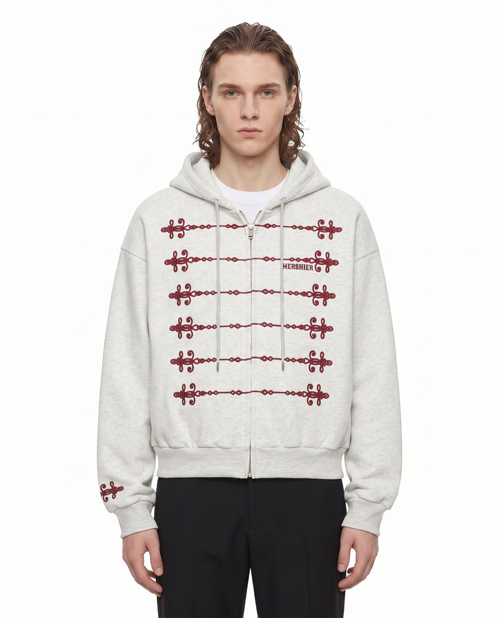 Embroidered Military Zip Hoodie na3084