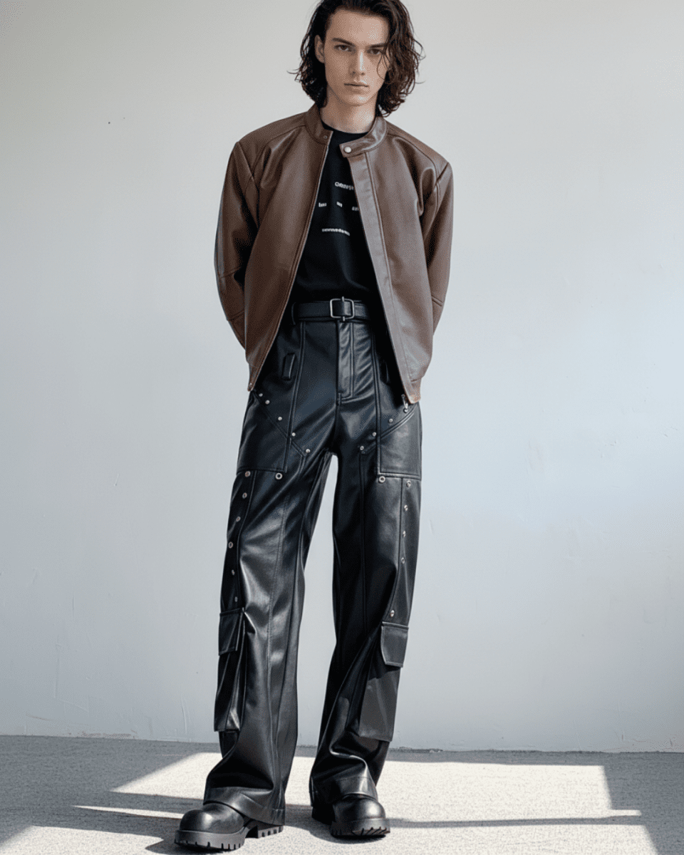 FORGE RIVET LEATHER PANTS na2308 