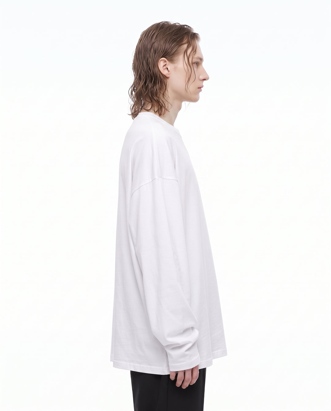 Distressed Longsleeve Shirt na3156 - pure white side