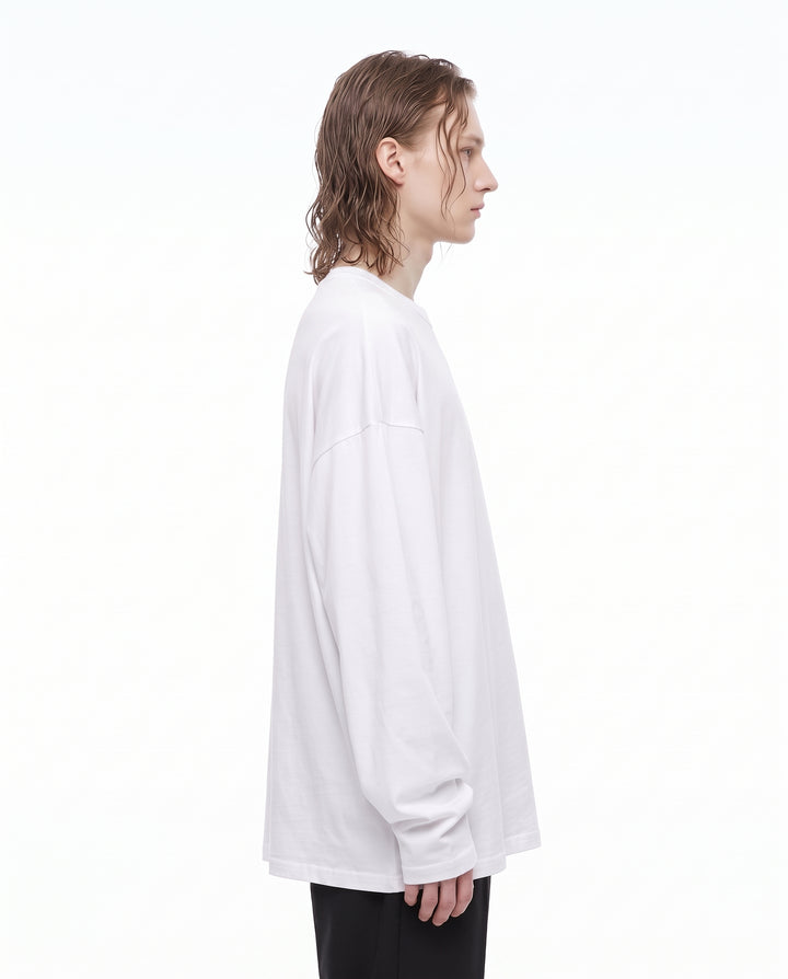 Distressed Longsleeve Shirt na3156 - pure white side