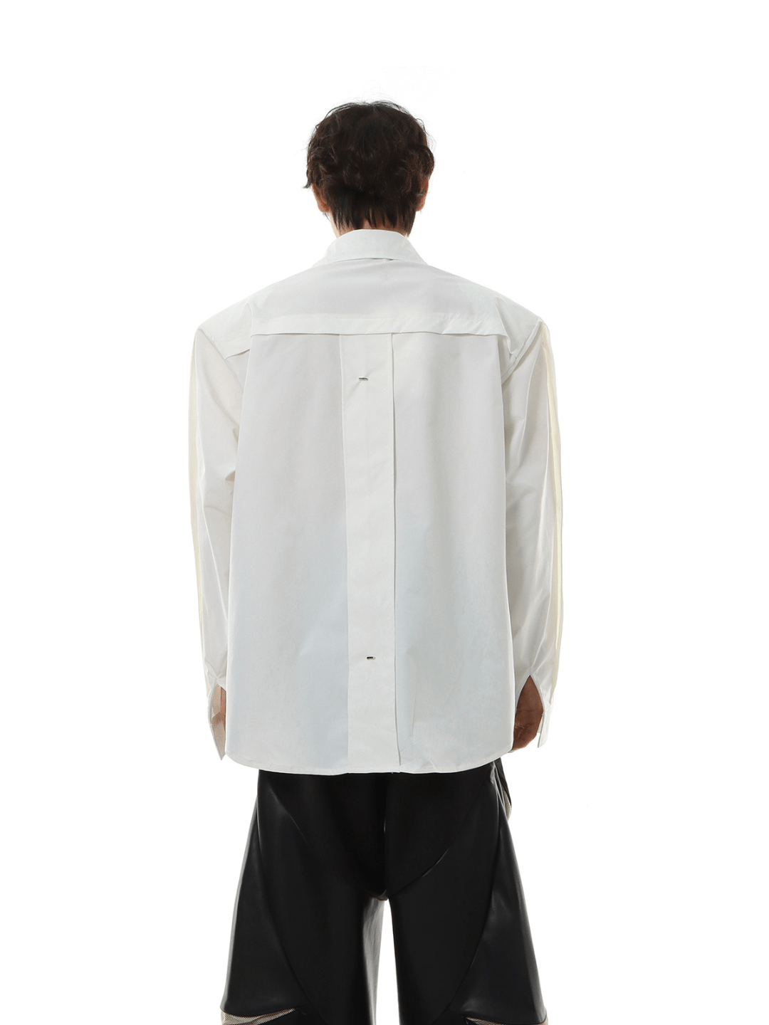 [MARTHENAUT] shoulder pads white long-sleeved shirt na991