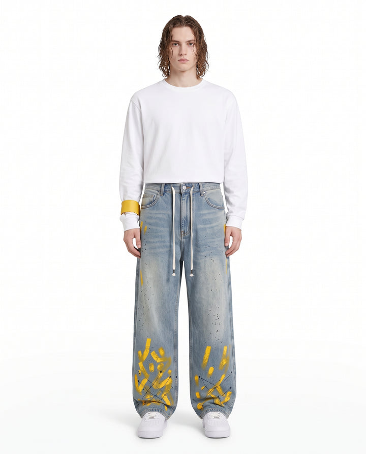 Painted Wide Jeans na3196