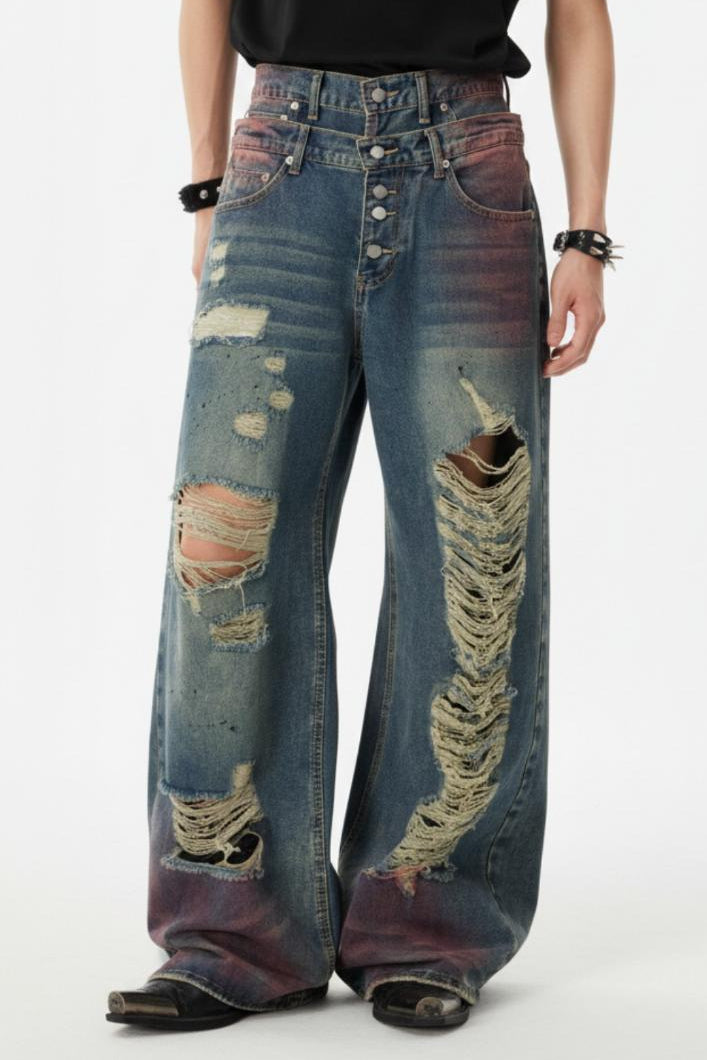 Ripped Wide Jeans  na2549