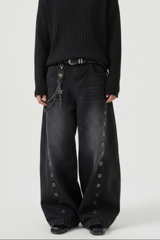 Grommet Wide Jeans  na2509