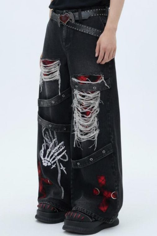 Distressed Wide Jeans  na2582