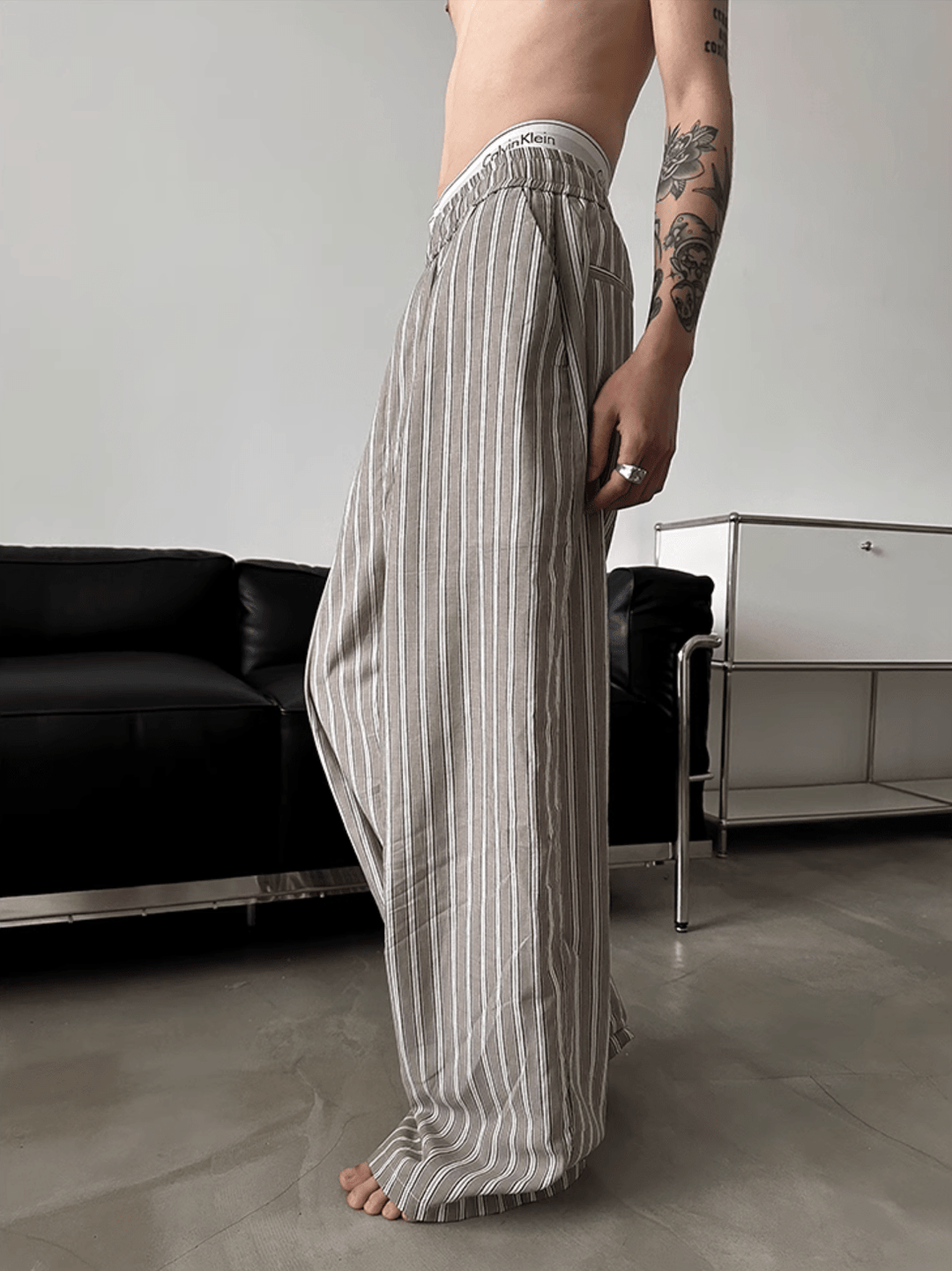 [GENESISBOY] striped cotton loose pants na1077