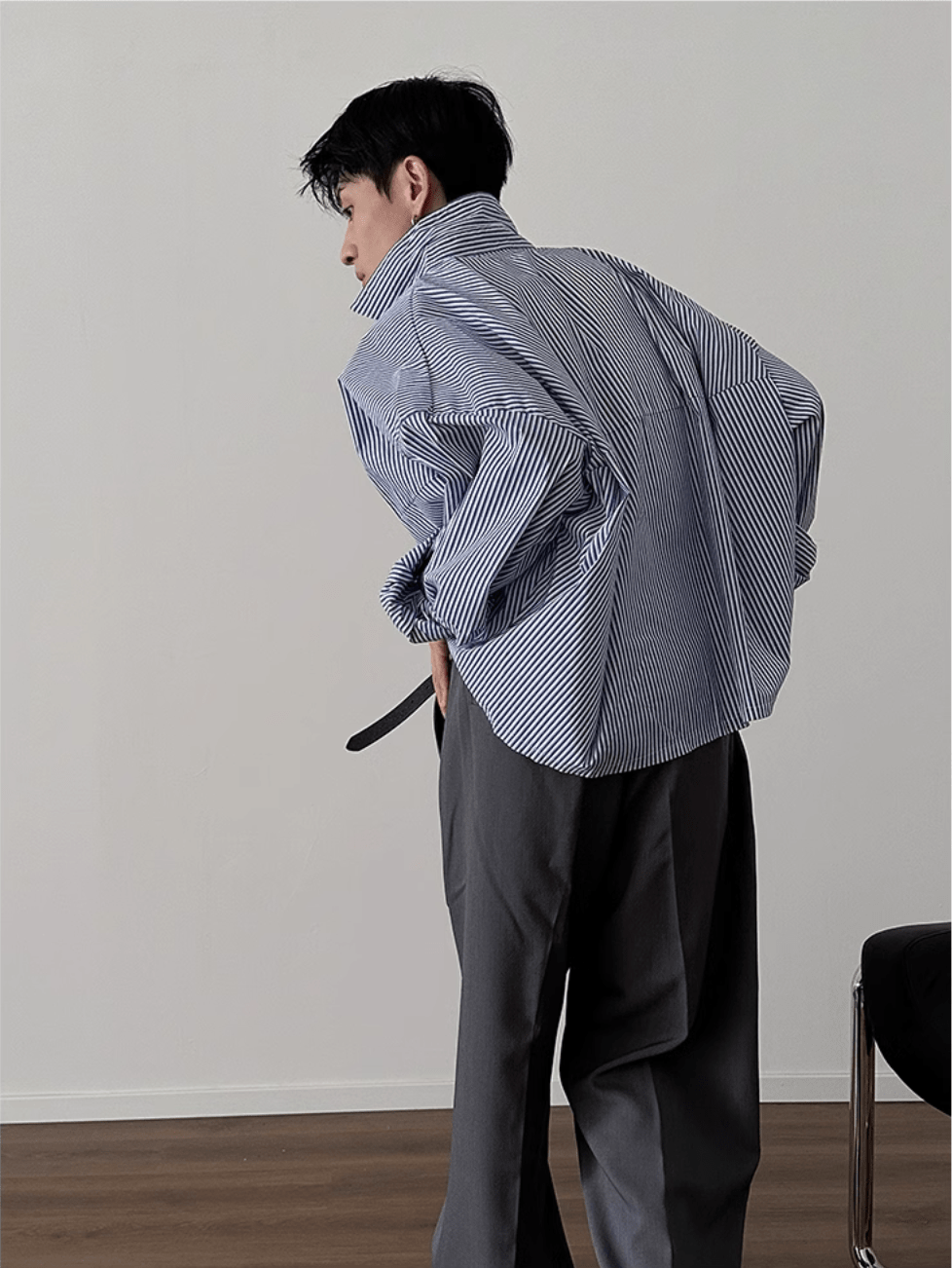[GENESISBOY] Blue Striped Casual Shirt na1080