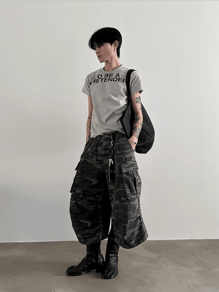 [GENESISBOY] camouflage design wide leg work pants na1225