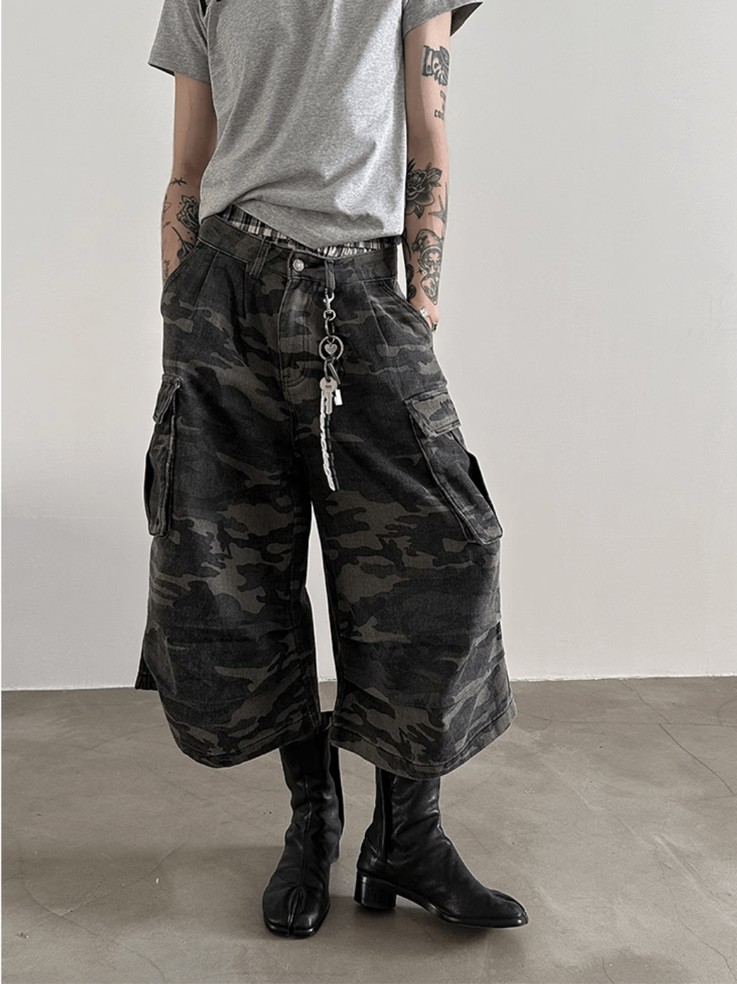 【GENESISBOY】camouflage design wide leg work pants na1225