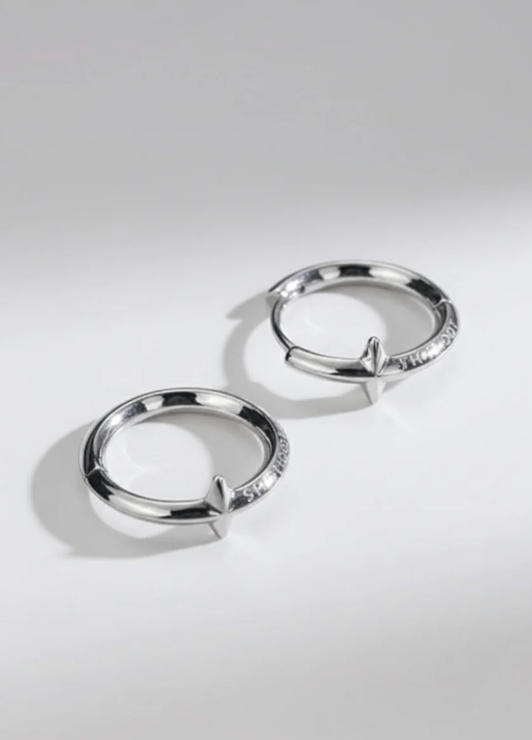[sale] Silver Star Hoop Earrings