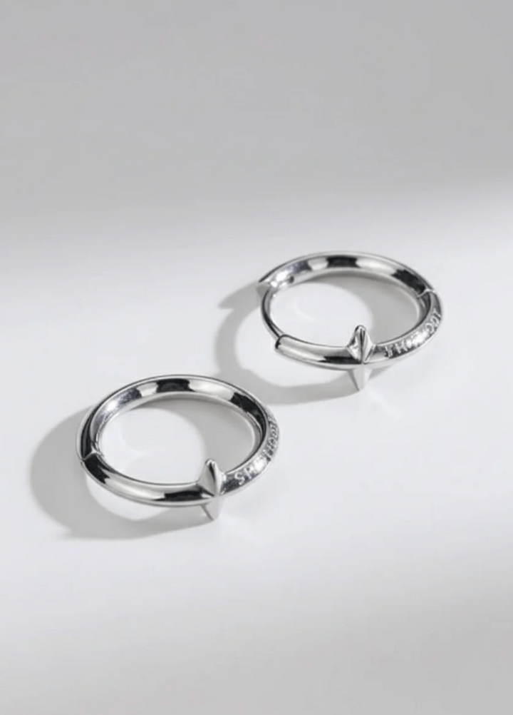 [sale] Silver Star Hoop Earrings