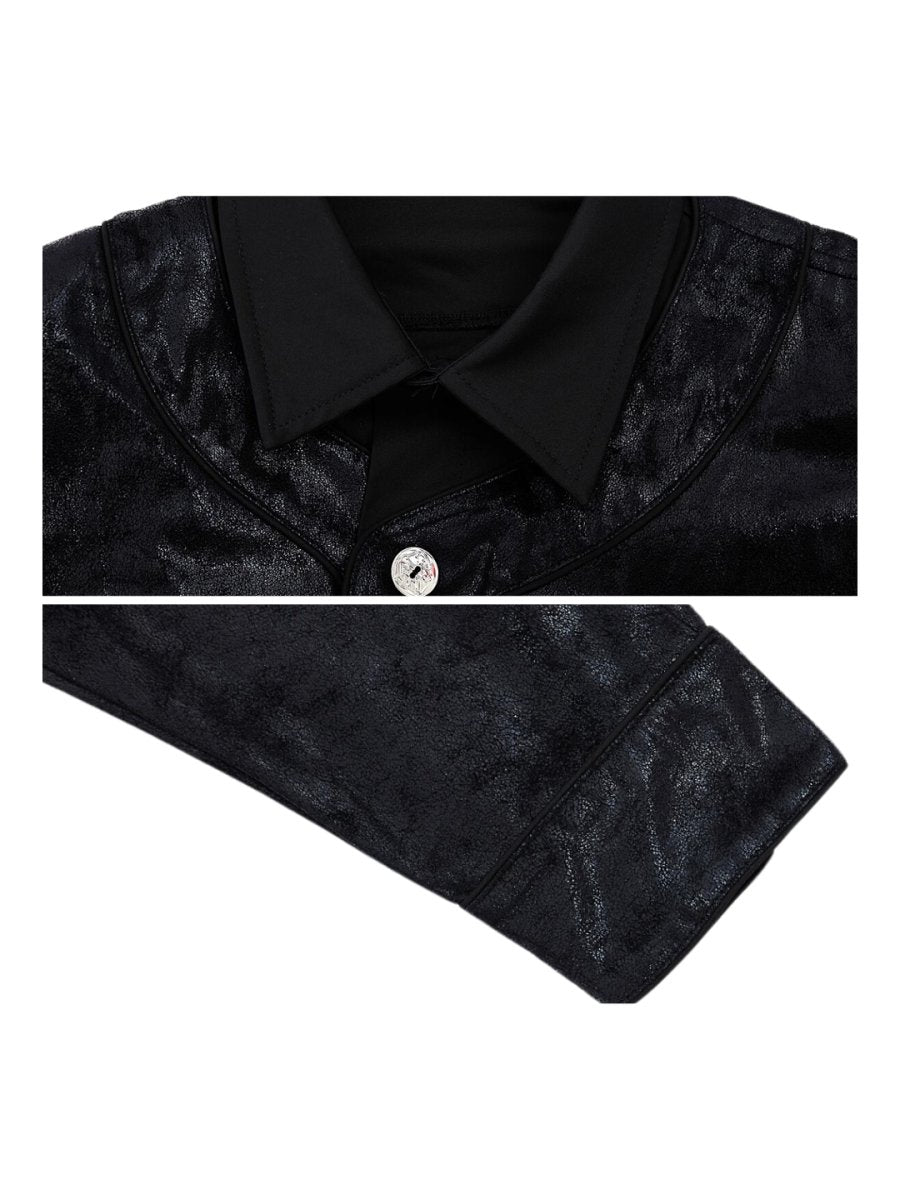 [CultureE] Glossy Shoulder Pad Shirt na1523