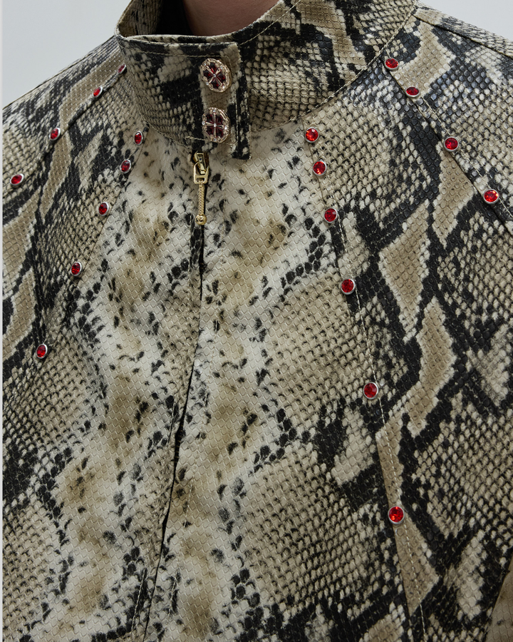 [ArguE CulturE] CRIMSON PYTHON LEATHER JACKET na2293