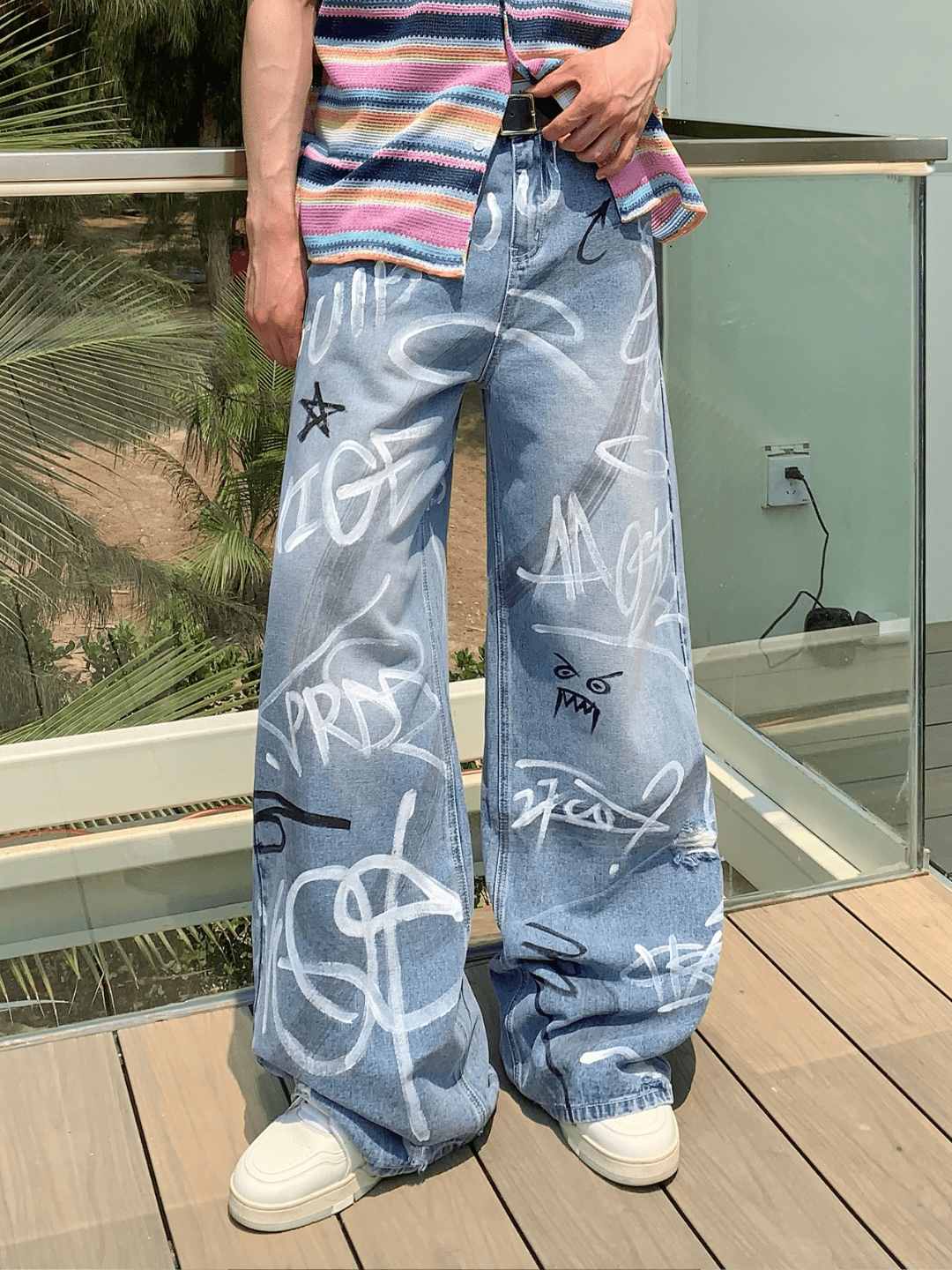 [CUIBUJU] 로고 fun graffiti design jeans na1166 