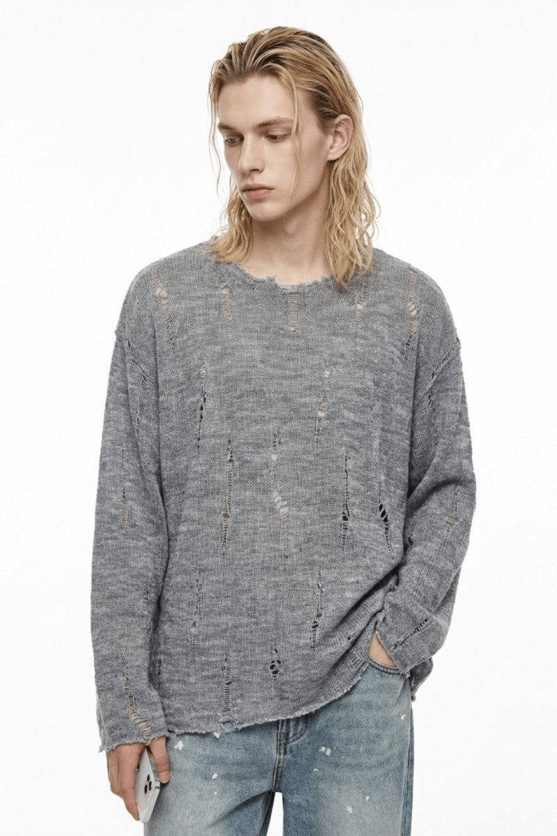 gray long knit si10002