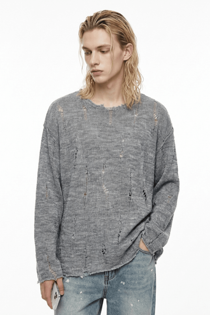 gray long knit si10002