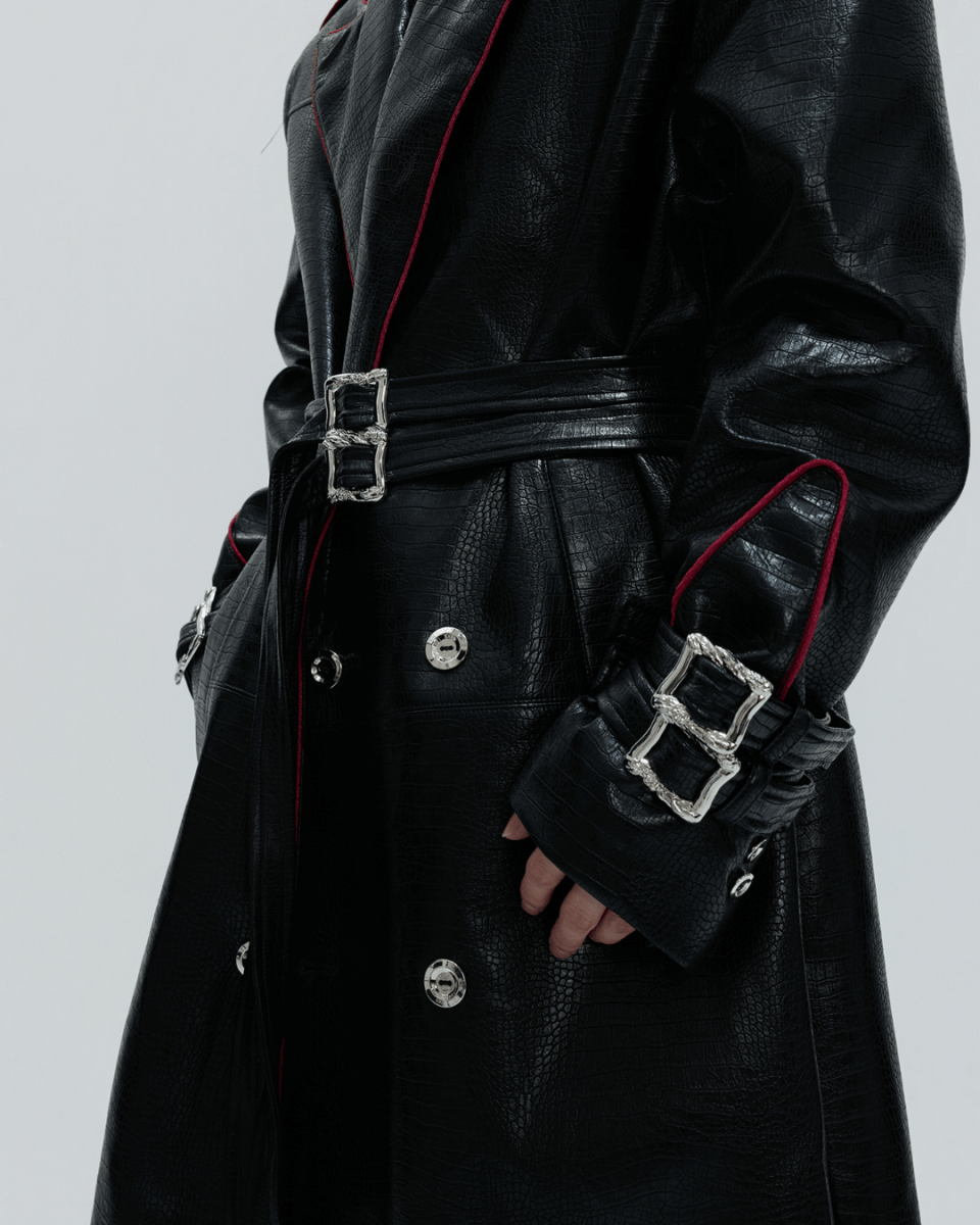[ArguE CulturE] Noir Blade Leather Trench na2258