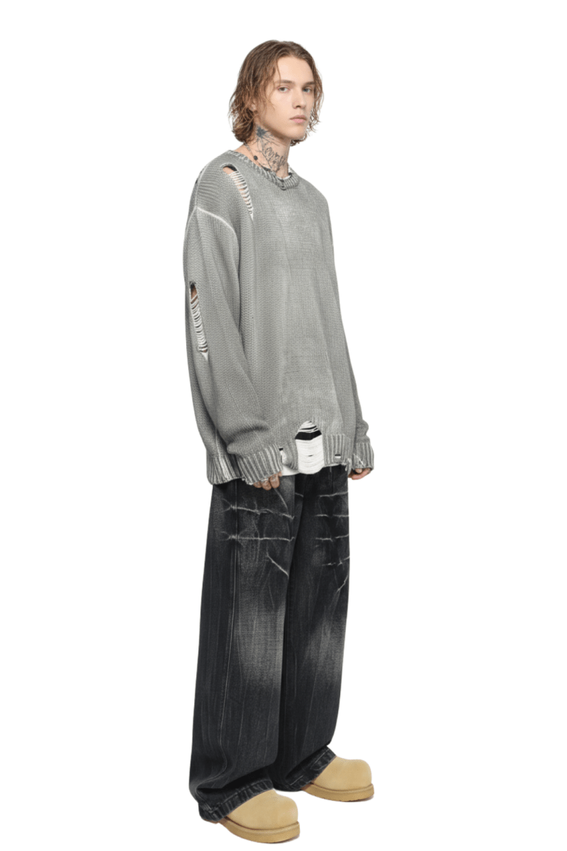 Grunge Damage Crewneck Knit  na2395