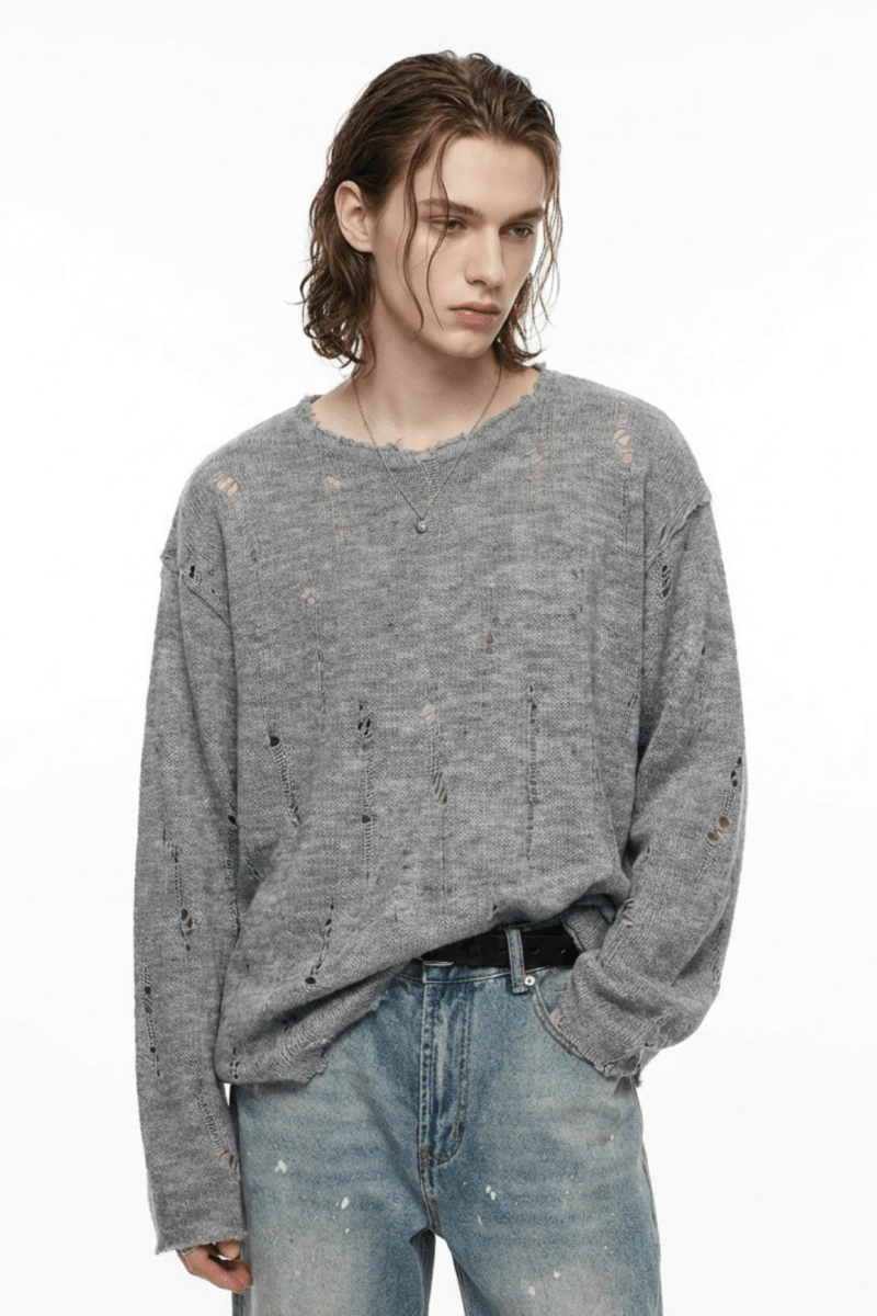 gray long knit si10002