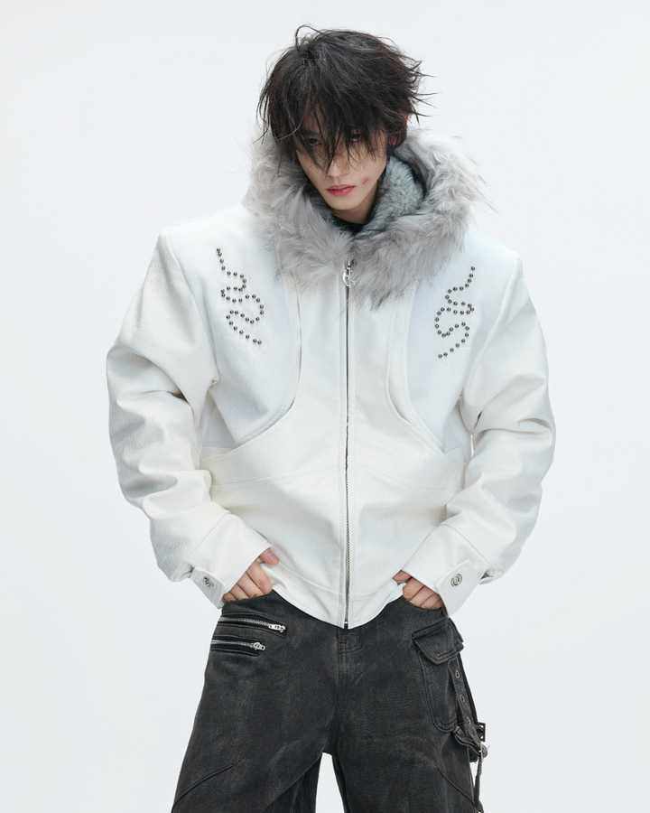 【ArguE CulturE】Back Stud Leather Hood Jacket na2291