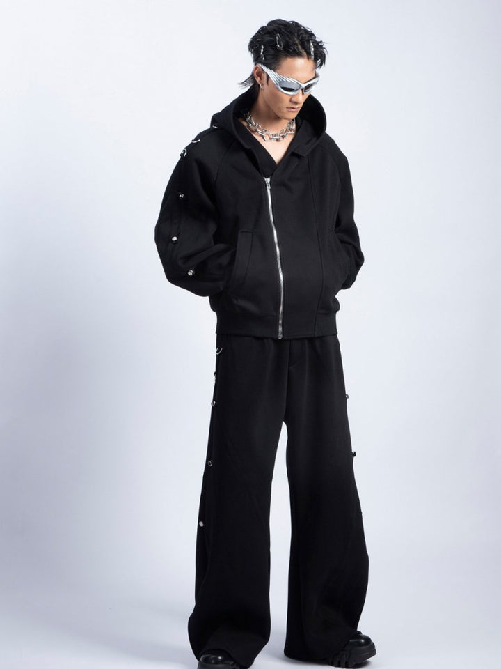 [PLAN1ONE] loose hooded + wide leg pants na1698