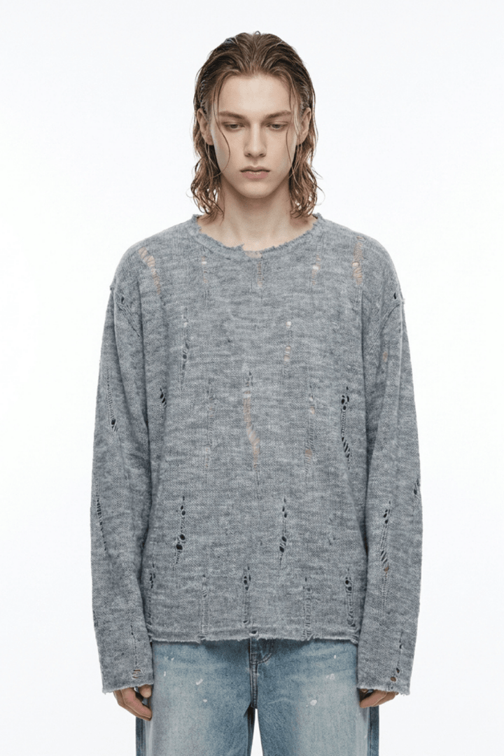 gray long knit si10002