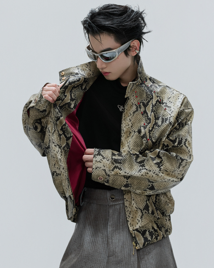 [ArguE CulturE] CRIMSON PYTHON LEATHER JACKET na2293