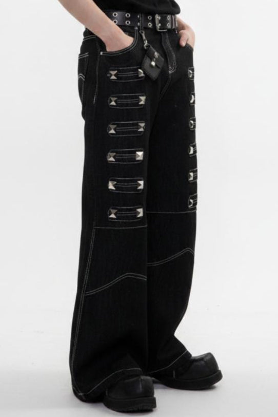 Studded Wide Jeans  na2599
