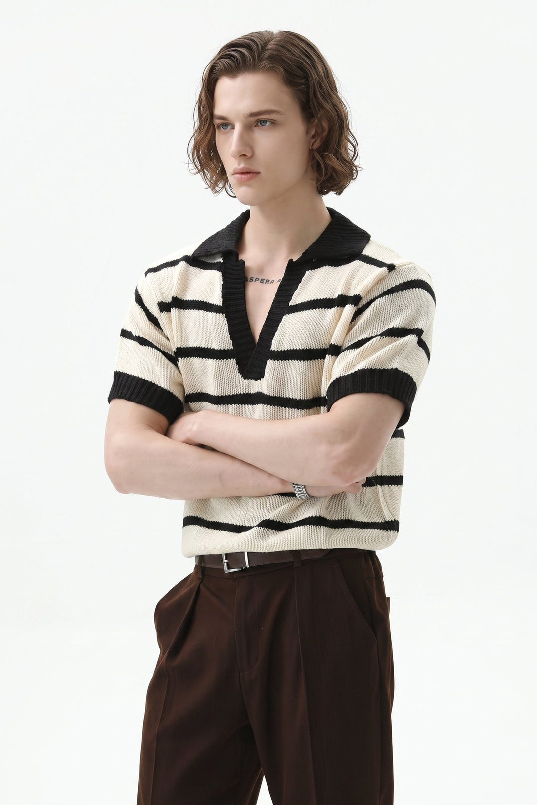 Striped Knit Polo  na2665