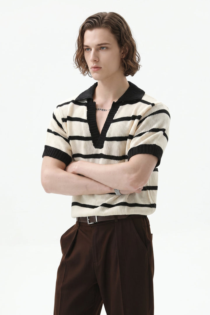 Striped Knit Polo  na2665