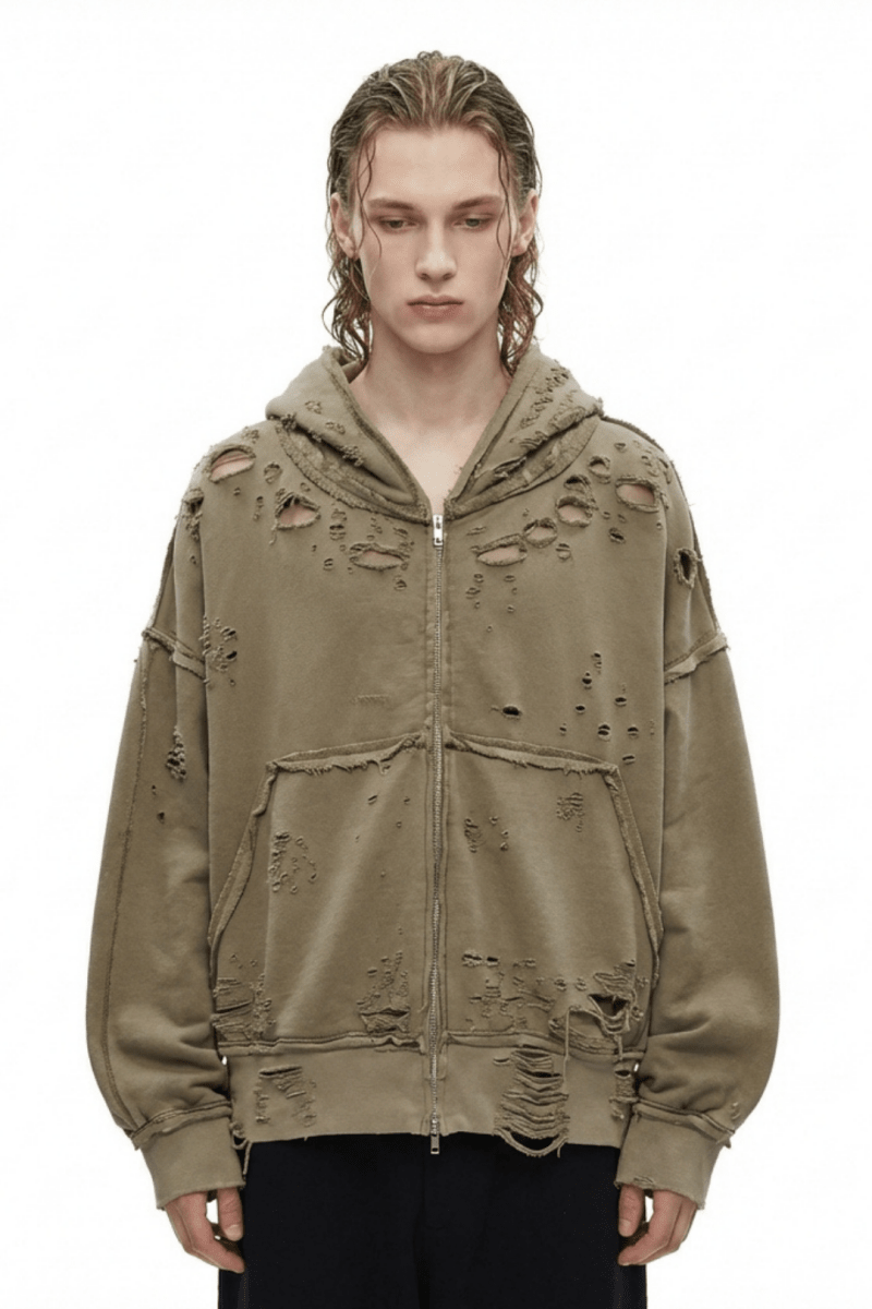 Apocalypse Distressed Zip Hoodie na2354