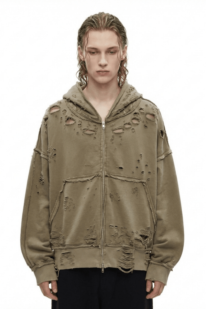 Apocalypse Distressed Zip Hoodie na2354