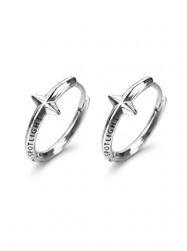 [sale] Silver Star Hoop Earrings