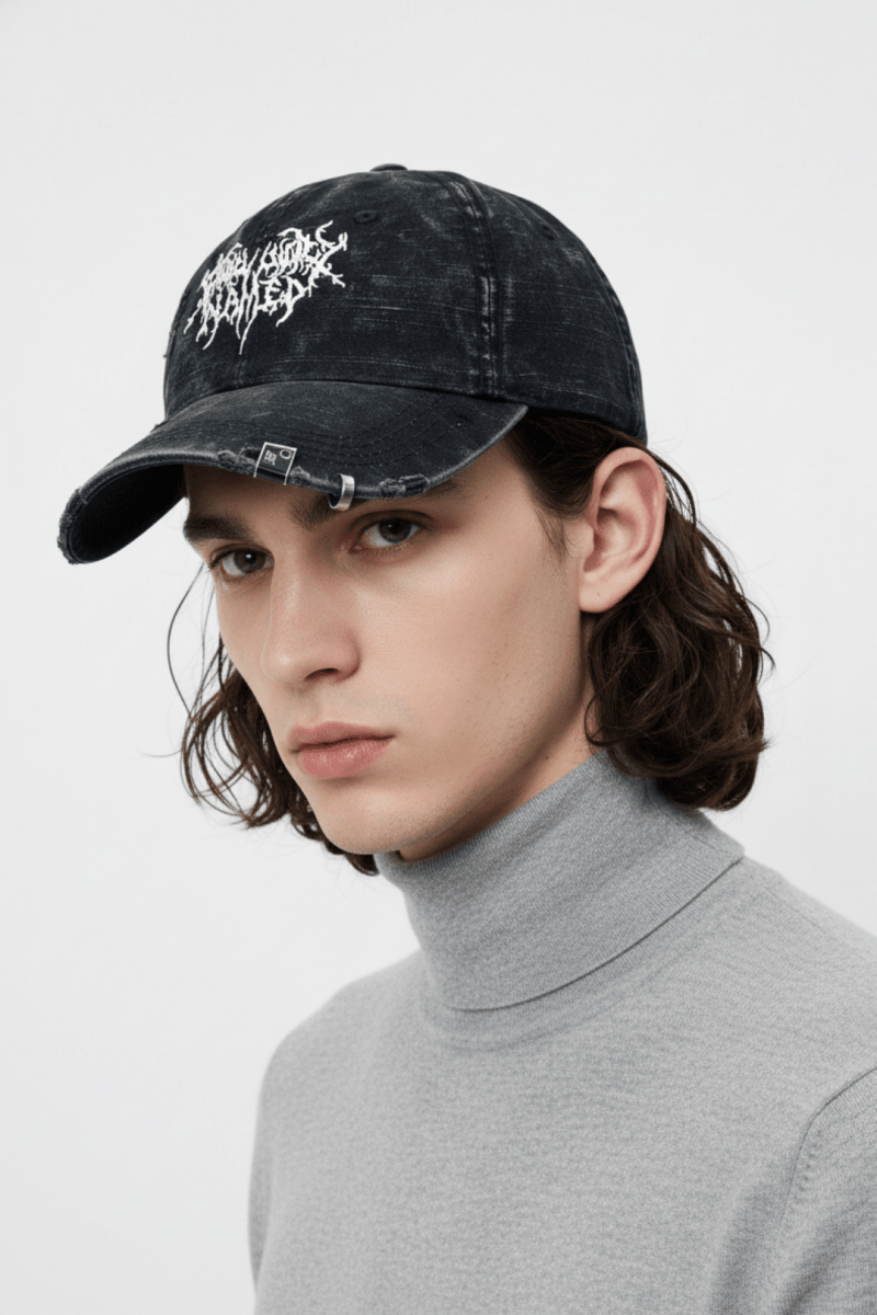 Distressed Washed Logo Dad Cap na2355