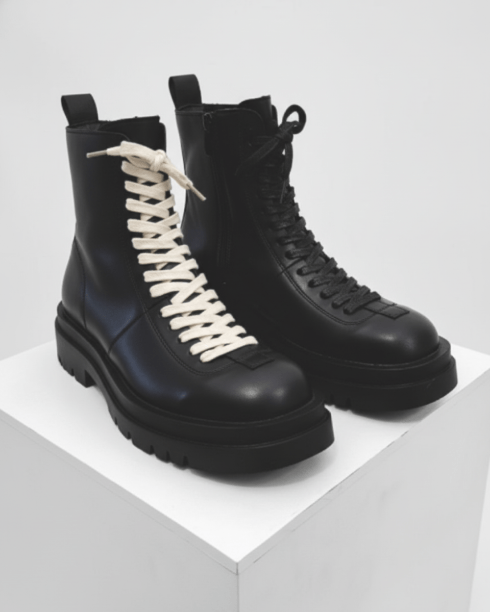 leather side zipper rider biker boots