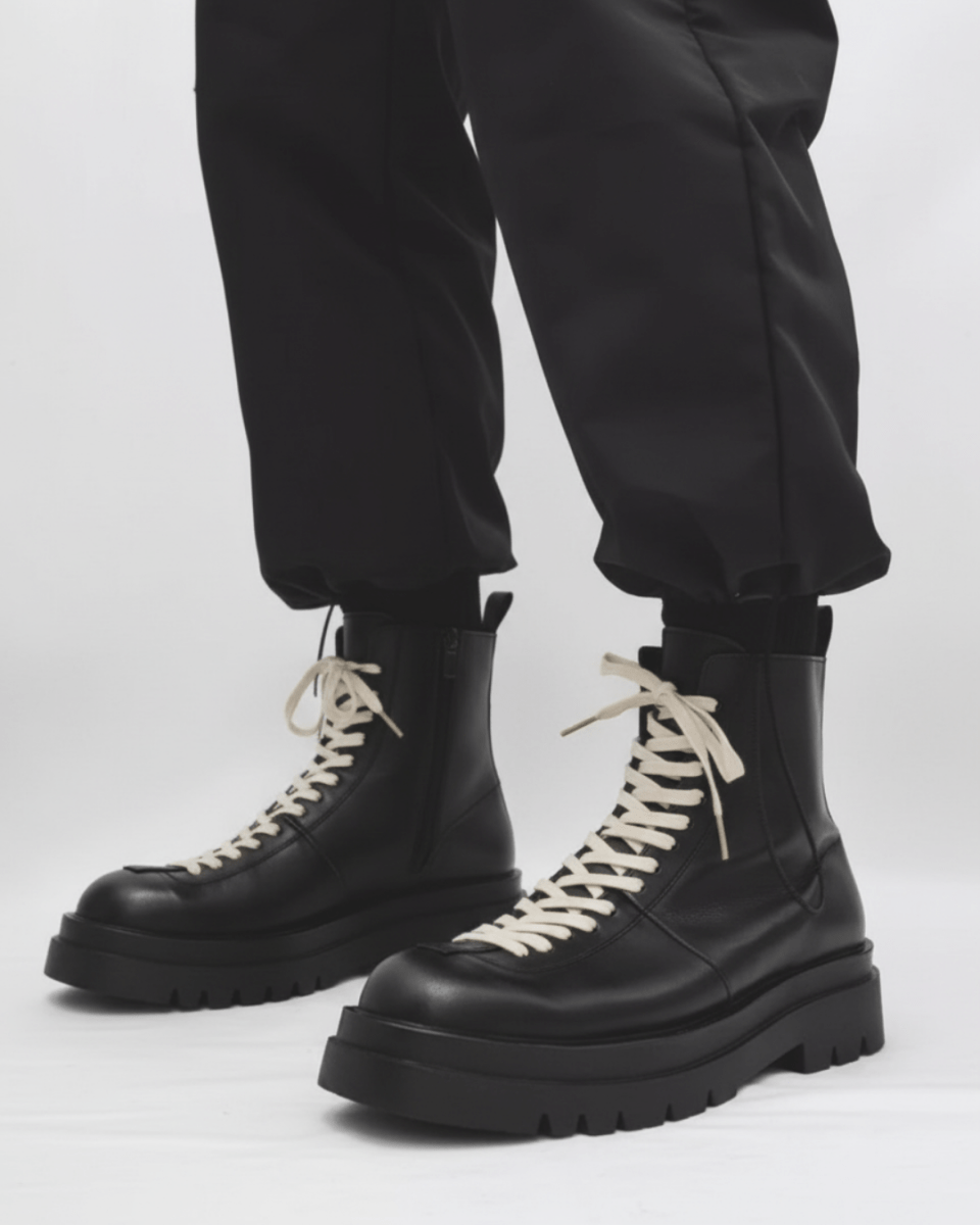 leather side zipper rider biker boots