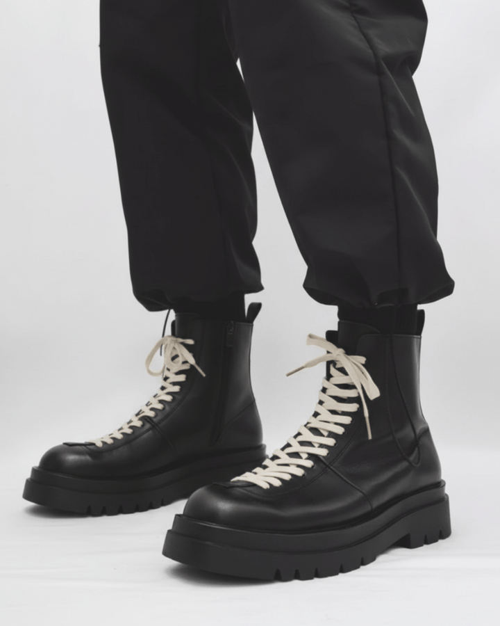 leather side zipper rider biker boots