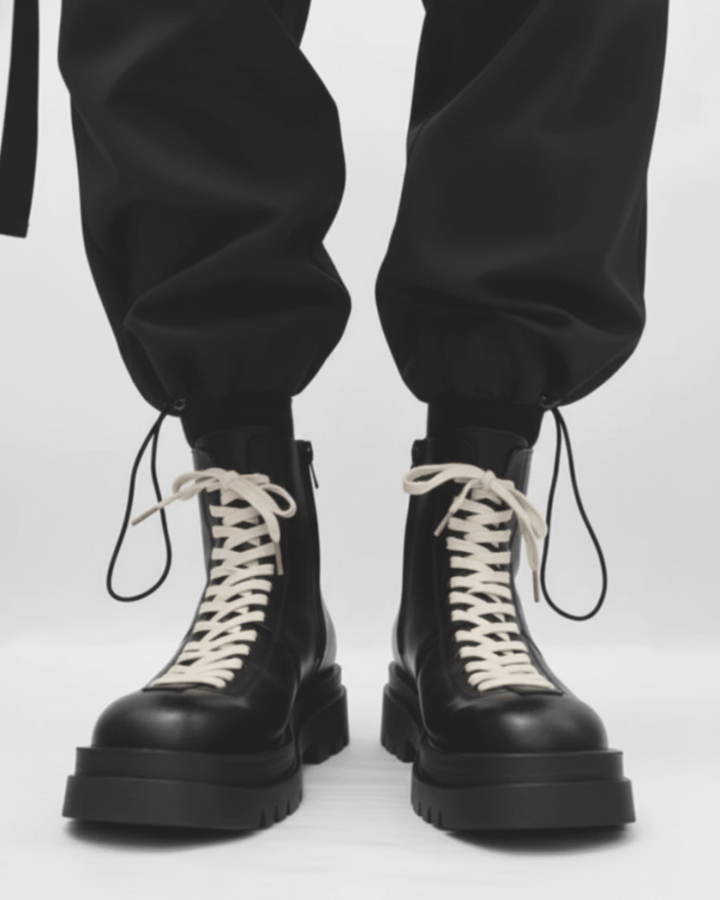 leather side zipper rider biker boots