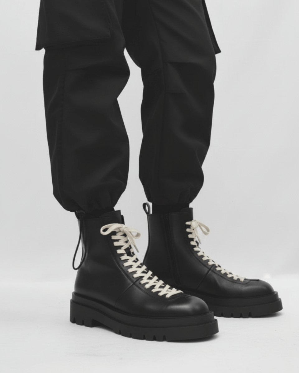 leather side zipper rider biker boots