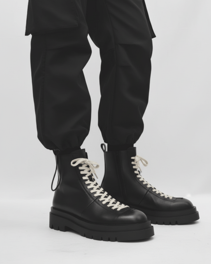 leather side zipper rider biker boots