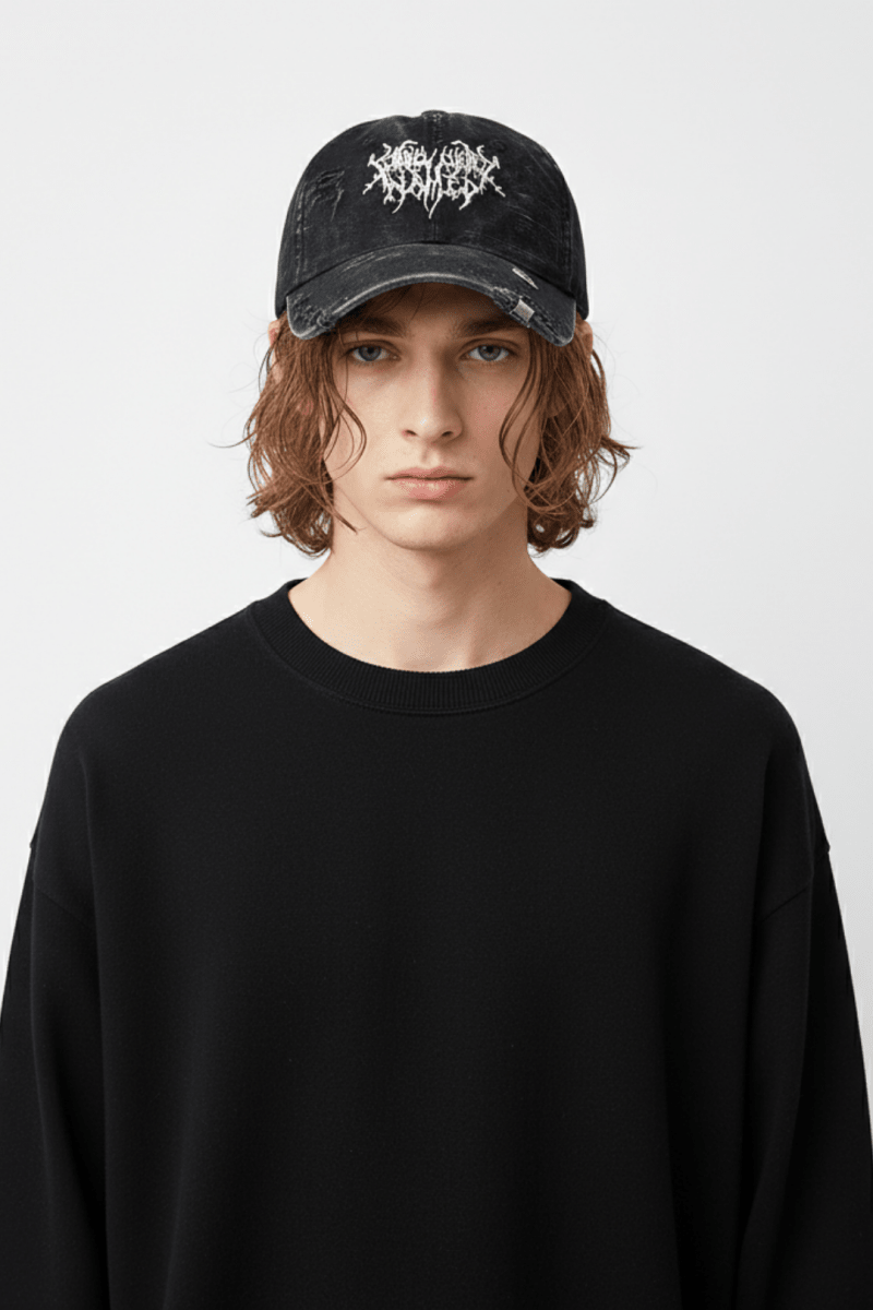 Distressed Washed Logo Dad Cap na2355