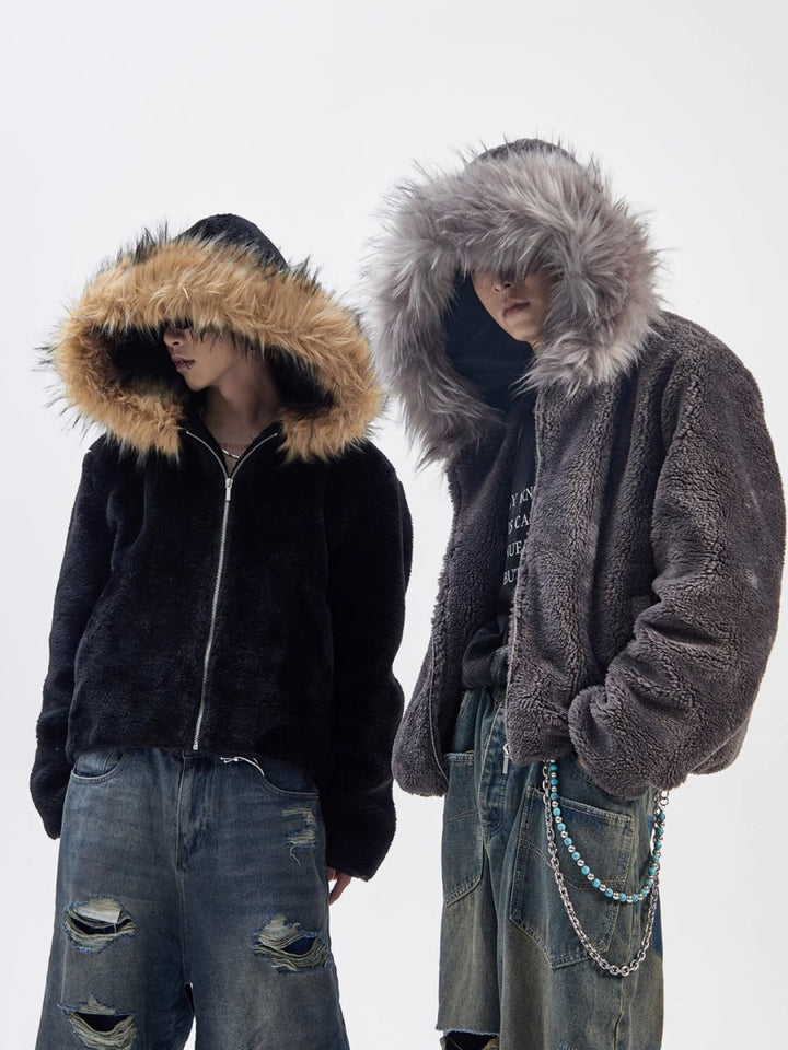 【ASHDARK】fur hooded cotton jacket na1741