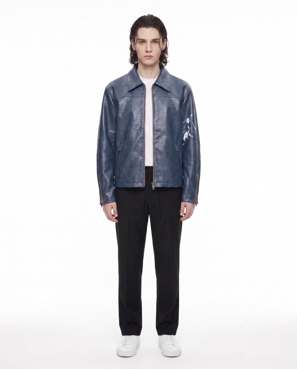 Blue Leather Jacket na2952