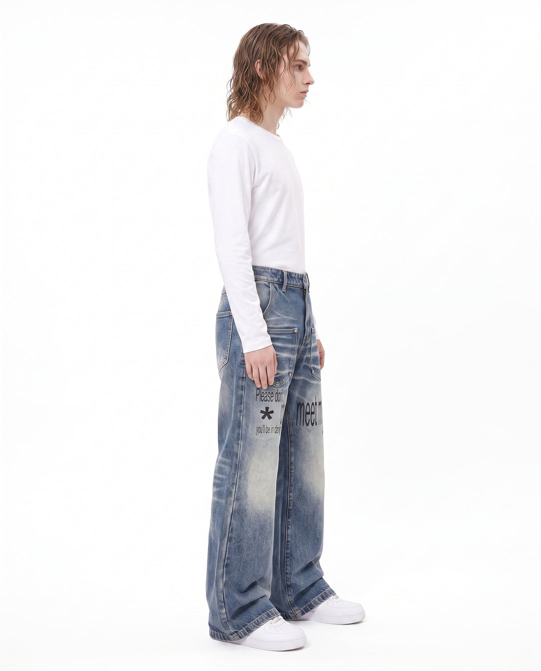 Printed Wide Jeans na2936