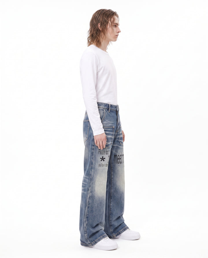 Printed Wide Jeans na2936