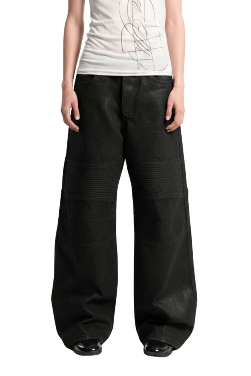 Abstract Line Wide-Leg Denim  na2392