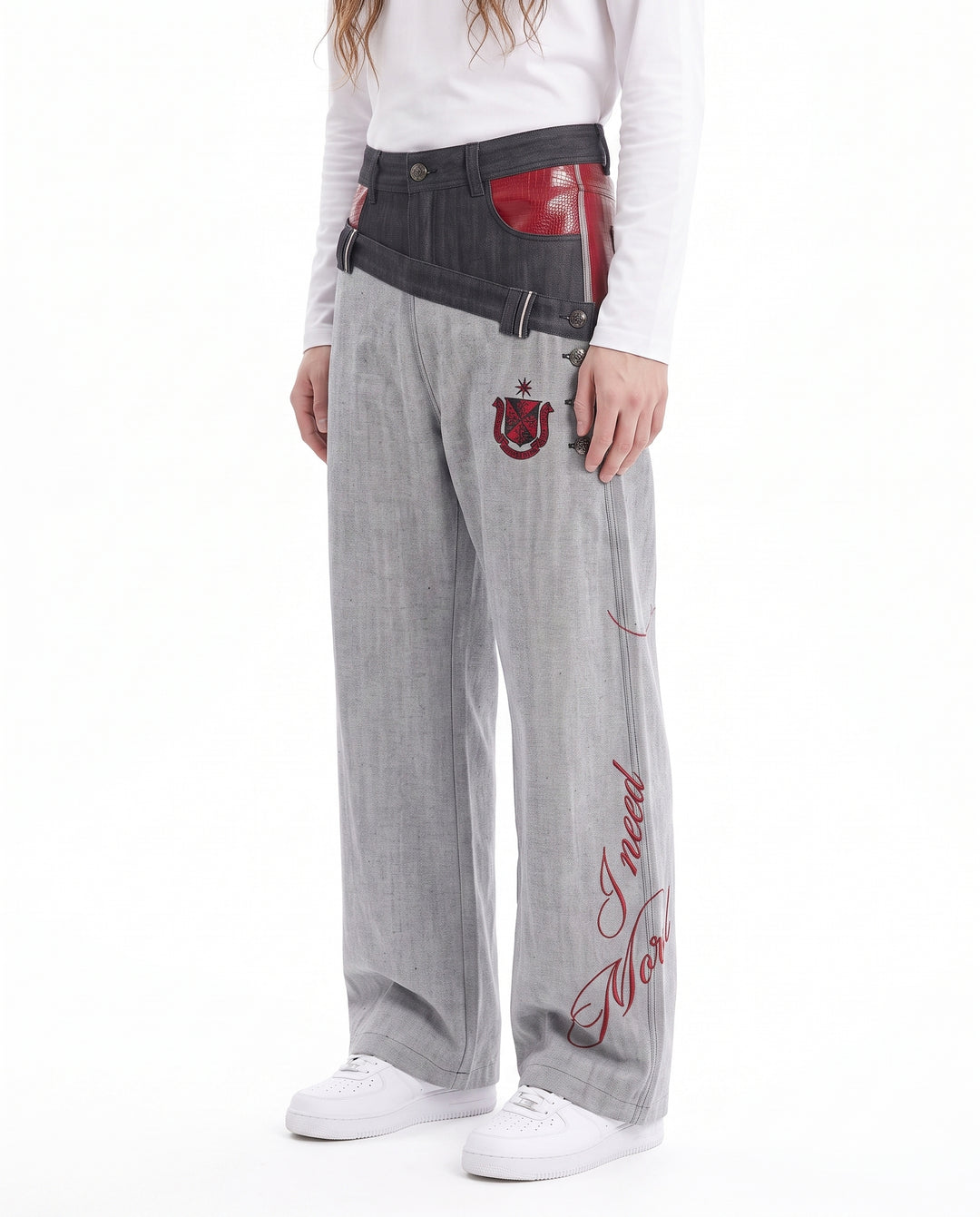 Patchwork Wide Jeans na3060